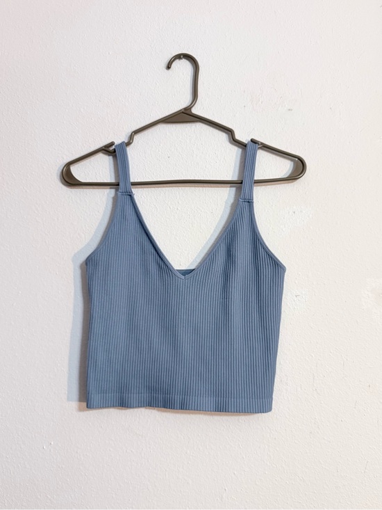 Love Tree Tops - ☀️ Love Tree • Ribbed V-Neck Crop Tank Light Blue • Womens Medium